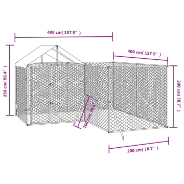 Padoc exterior cu acoperiș argintiu 4x4x2,5 m oțel galvanizat - Img 4