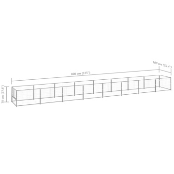 Padoc pentru câini, argintiu, 8 m², oțel - Img 5