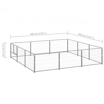 Padoc pentru câini, argintiu, 9 m², oțel - Img 5
