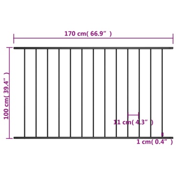 Panou de gard, negru, 1,7 x 1 m, oțel vopsit electrostatic - Img 4