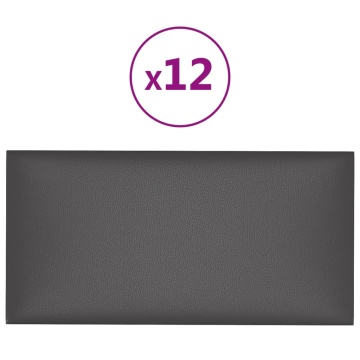 Panouri de perete 12 buc. gri 60x30 cm piele ecologică 2,16 m² - Img 2