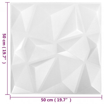 Panouri de perete 3D 24 buc. alb 50x50 cm model diamant 6 m² - Img 5