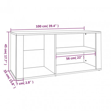 Pantofar, alb extralucios, 100x35x45 cm, lemn compozit - Img 7