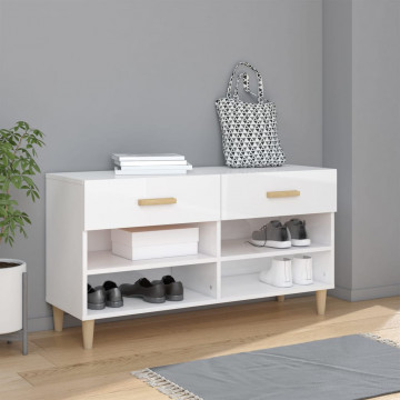 Pantofar, alb extralucios, 102x35x55 cm, lemn compozit - Img 1