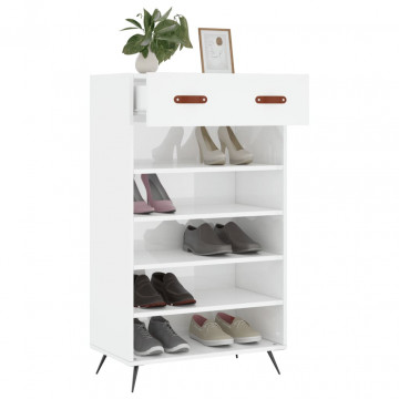 Pantofar, alb extralucios, 60x35x105 cm, lemn prelucrat - Img 4