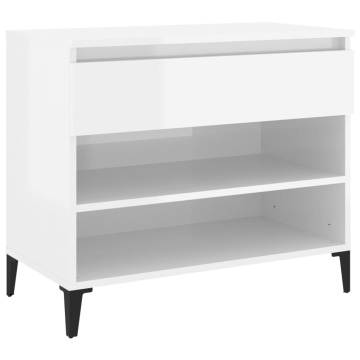 Pantofar, alb extralucios, 70x36x60 cm, lemn prelucrat - Img 2