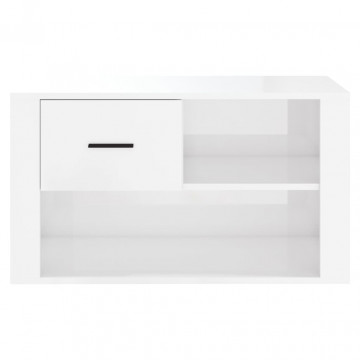 Pantofar, alb extralucios, 80x35x45 cm, lemn compozit - Img 8