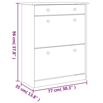 Pantofar ALTA, alb, 77x35x96 cm, lemn masiv de pin - Img 7