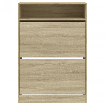 Pantofar cu 2 sertare rabatabile, stejar sonoma, 80x34x116 cm - Img 5