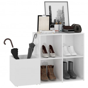 Pantofar de hol, alb extralucios, 105x35,5x70 cm, PAL - Img 4