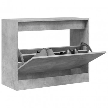 Pantofar, gri beton, 80x34x63 cm, lemn prelucrat - Img 1