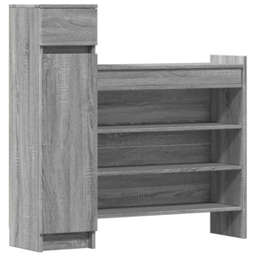 Pantofar, gri sonoma, 100,5x28x100 cm, lemn compozit - Img 2
