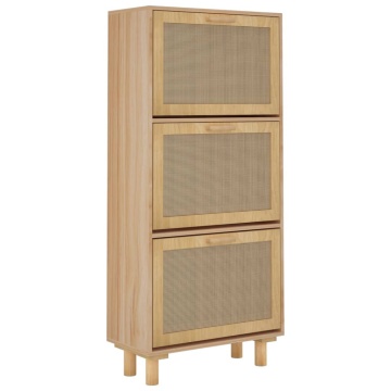 Pantofar, maro, 52x25x115 cm, lemn prelucrat și ratan natural - Img 4