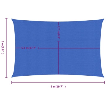 Pânză parasolar, albastru dreptunghiular 3x6 m HDPE 160 g/m² - Img 5