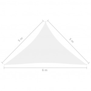 Parasolar, alb, 5x5x6 m, țesătură oxford, triunghiular - Img 5