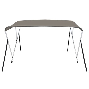 Parasolar barcă Bimini cu 3 arcuri, gri, 183x196x137 cm - Img 3