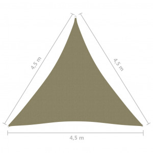 Parasolar, bej, 4,5x4,5x4,5 m, țesătură oxford, triunghiular - Img 5