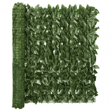 Paravan de balcon, frunze verde închis, 600x100 cm - Img 1