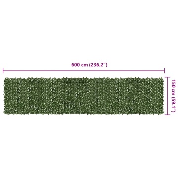 Paravan de balcon, frunze verde închis, 600x150 cm - Img 5