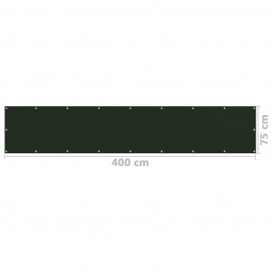 Paravan de balcon, verde închis, 75x400 cm, HDPE - Img 5