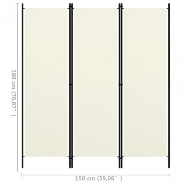 Paravan de cameră cu 3 panouri, alb crem, 150 x 180 cm - Img 4