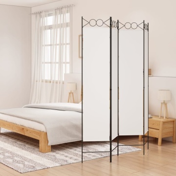 Paravan de cameră cu 4 panouri, alb, 160x200 cm, textil - Img 1