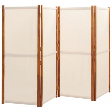 Paravan de cameră cu 4 panouri, alb crem, 280x180 cm - Img 3