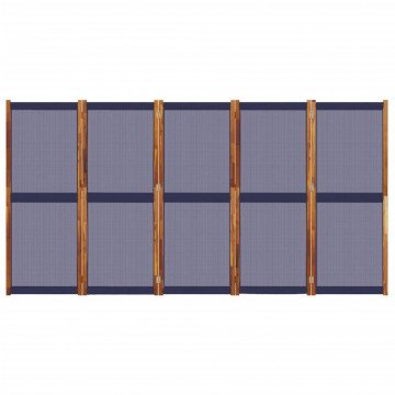 Paravan de cameră cu 5 panouri, albastru închis, 350x180 cm - Img 4
