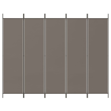 Paravan de cameră cu 5 panouri, antracit, 250 x 220 cm, textil - Img 3