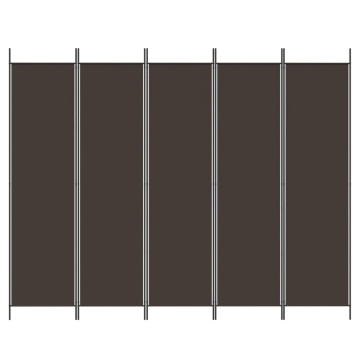 Paravan de cameră cu 5 panouri maro 250x200 cm material textil - Img 3