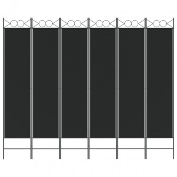 Paravan de cameră cu 6 panouri, negru, 240x200 cm, textil - Img 3