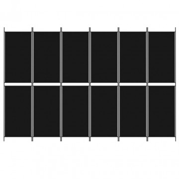 Paravan de cameră cu 6 panouri, negru, 300x200 cm, textil - Img 3