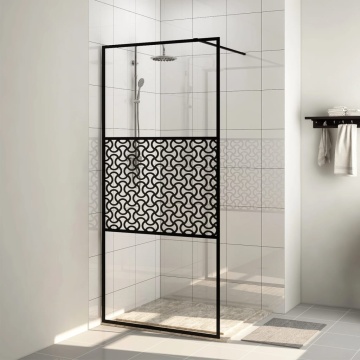 Paravan de duș walk-in negru 115x195 cm sticlă ESG transparentă - Img 1