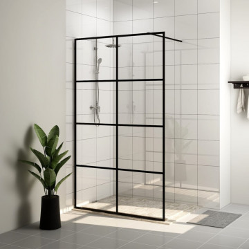 Paravan de duș walk-in negru 140x95 cm sticlă ESG transparentă - Img 1