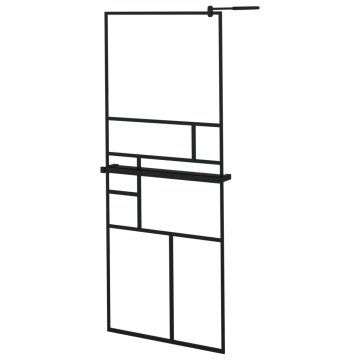 Paravan duș walk-in cu raft negru 80x195 cm sticlă ESG/aluminiu - Img 2