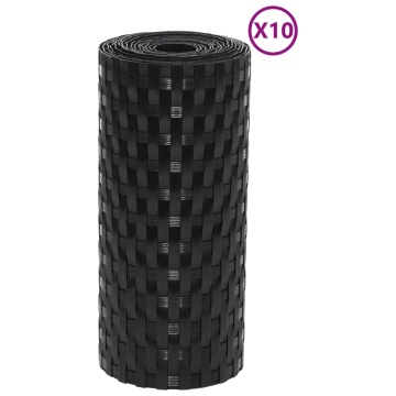 Paravane pentru balcon, 10 buc., negru, 255x19 cm, poliratan - Img 2