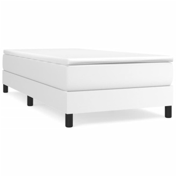 Pat box spring cu saltea, alb, 90x200 cm, piele ecologică - Img 2