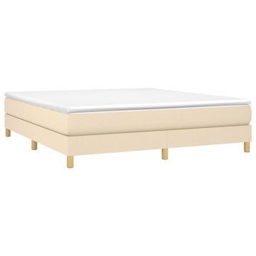 Pat box spring cu saltea, crem, 160x200 cm, material textil - Img 3