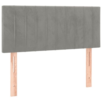 Pat box spring cu saltea, gri deschis, 100x200 cm, catifea - Img 5