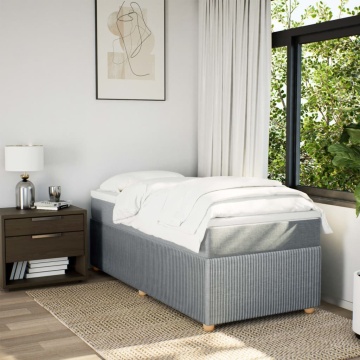 Pat box spring cu saltea, gri deschis, 100x200 cm, textil - Img 3