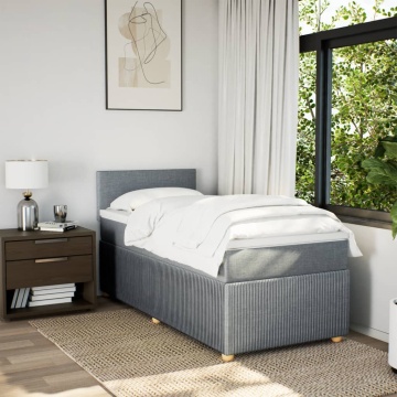 Pat box spring cu saltea, gri deschis, 100x200 cm, textil - Img 4