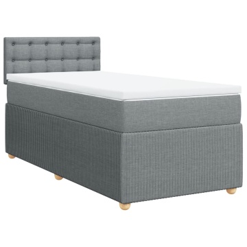 Pat box spring cu saltea, gri deschis, 100x200 cm, textil - Img 2