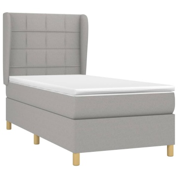 Pat box spring cu saltea, gri deschis, 100x200 cm, textil - Img 3