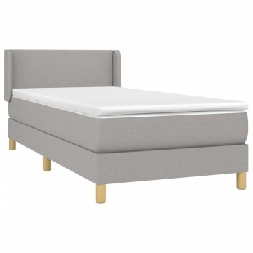 Pat box spring cu saltea, gri deschis, 100x200 cm, textil - Img 3