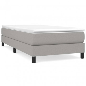 Pat box spring cu saltea, gri deschis, 100x200 cm, textil - Img 2