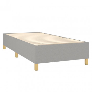 Pat box spring cu saltea, gri deschis, 100x200 cm, textil - Img 4