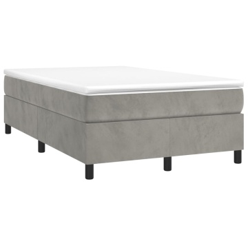 Pat box spring cu saltea, gri deschis, 120x200 cm, catifea - Img 3