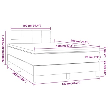 Pat box spring cu saltea, gri deschis, 120x200 cm, textil - Img 6