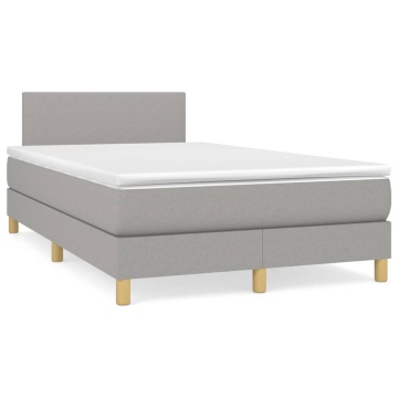 Pat box spring cu saltea, gri deschis, 120x200 cm, textil - Img 2