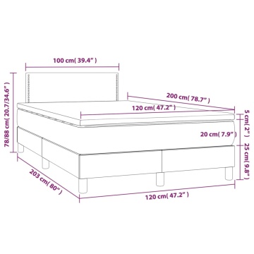 Pat box spring cu saltea, gri deschis, 120x200 cm, textil - Img 6